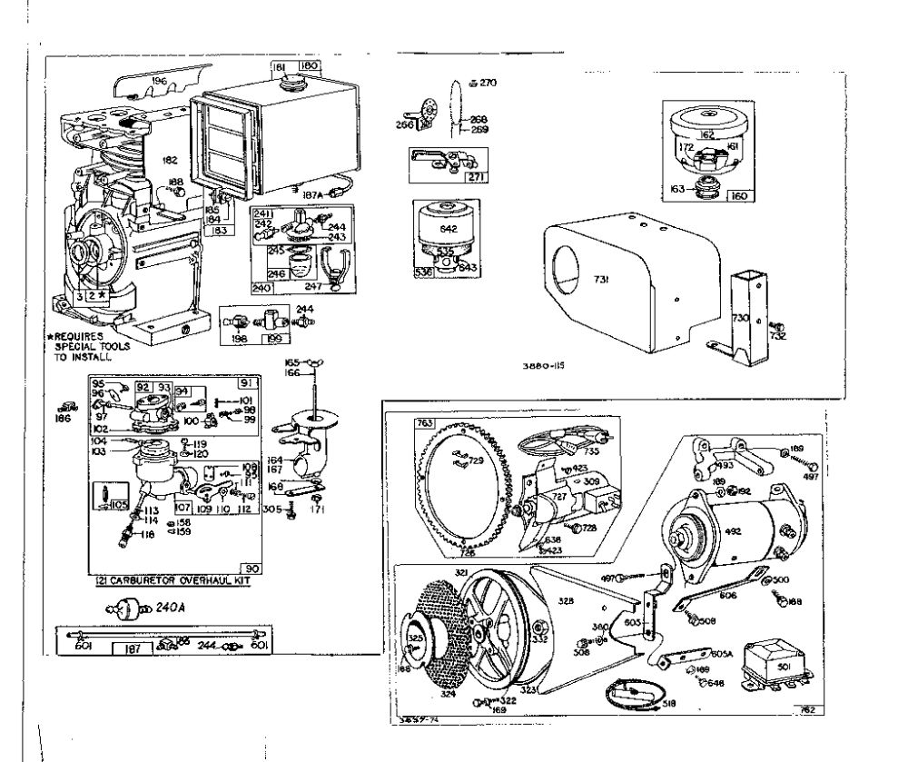 Electric Starter Diagram and Parts List for 170400-170499 0010 - 0075 Briggs and Stratton Engine